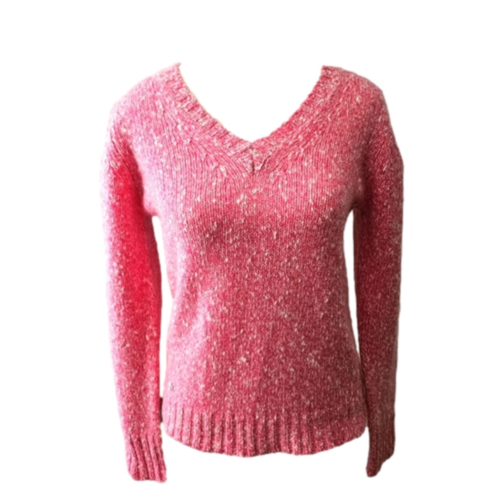 Palmer Jones Trecot long sleeves pink Vneck sweater 100%cashmere S